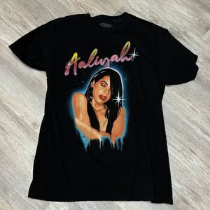 Aaliyah  Photo 90s Vintage Retro T-Shirt R&B‎ Black Medium Unisex Adults